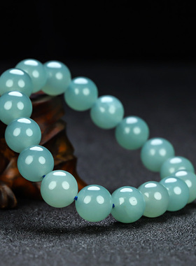 新疆玉晴水色圆珠手串手链和田玉且末蓝手链珠子手串晴水手链手饰
