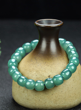 新疆和田玉老型珠手串玉石湖水绿手链且末蓝手串男女玉石手串手饰