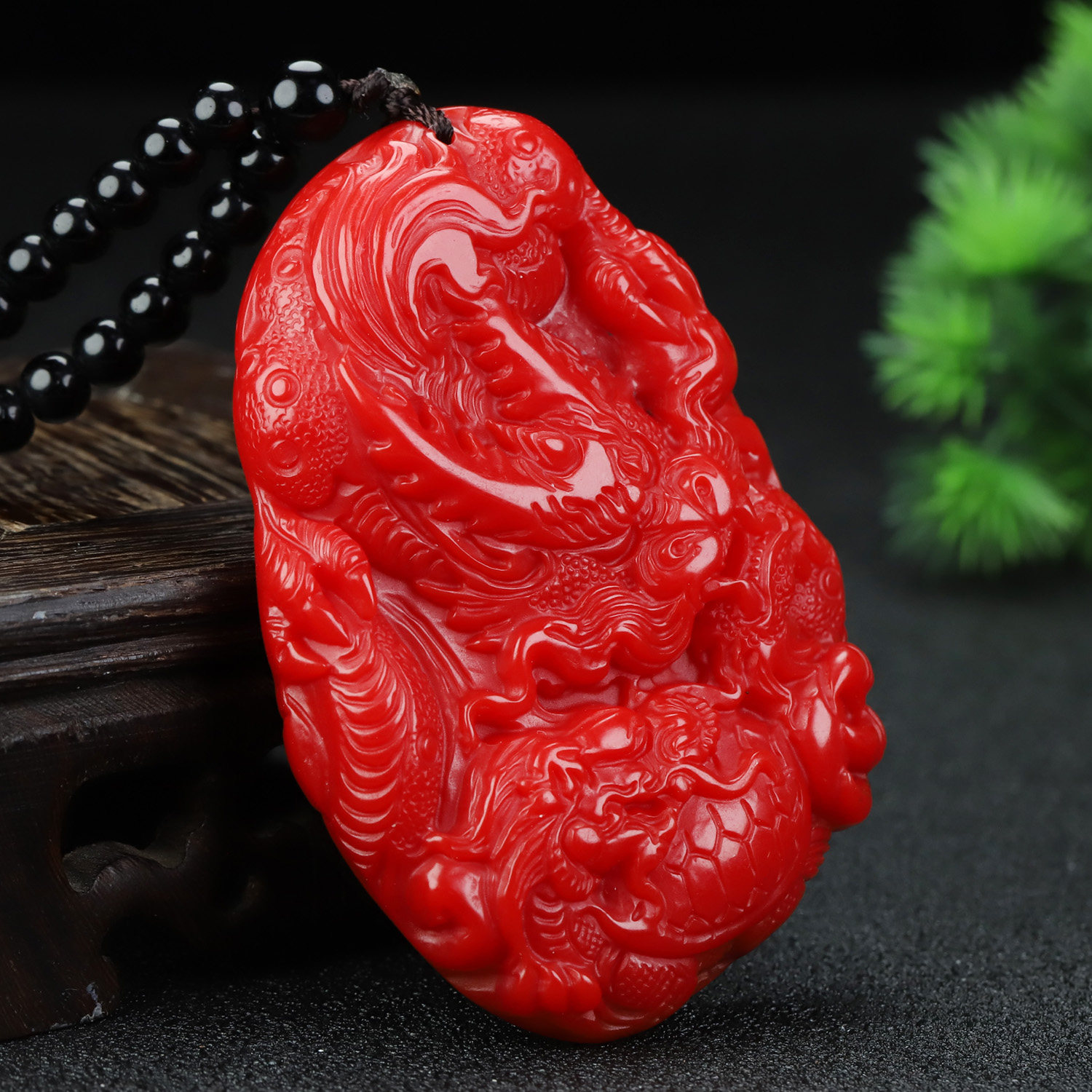 新疆和田玉霸气龙牌把件红玉龙龟手把件鸡血玉龙腾四海生肖龙腰牌