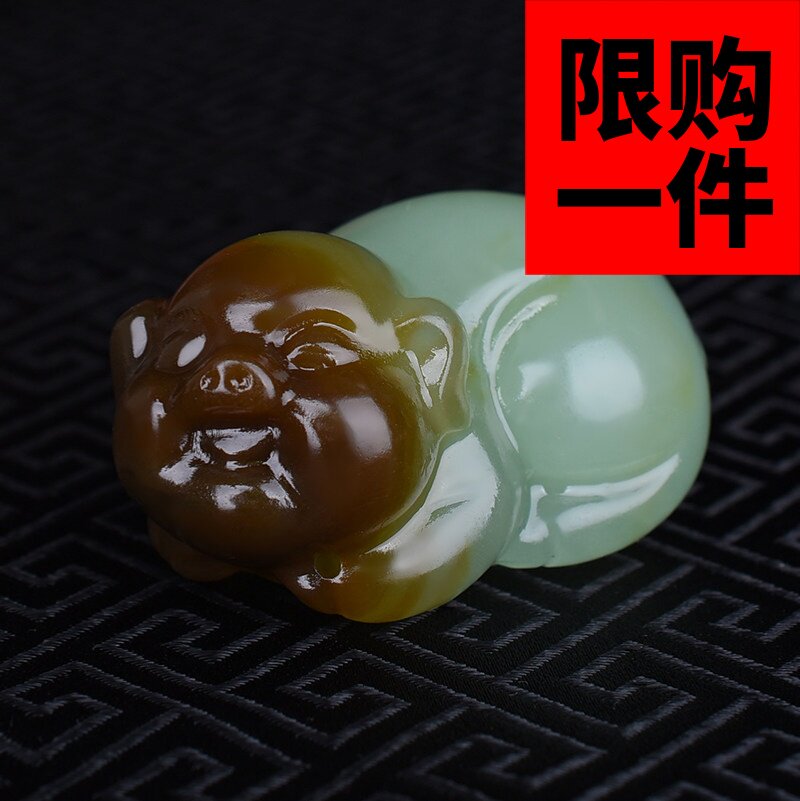 新疆和田玉且末料糖白金猪发财猪