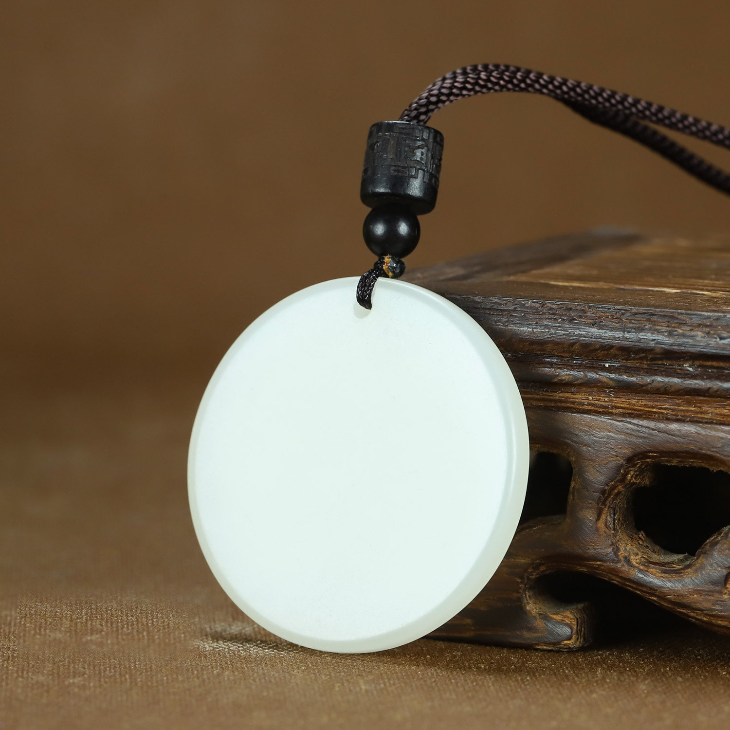 和田玉圆形平安无事牌吊坠男女新疆玉圆圆满满平安扣项链挂件玉佩