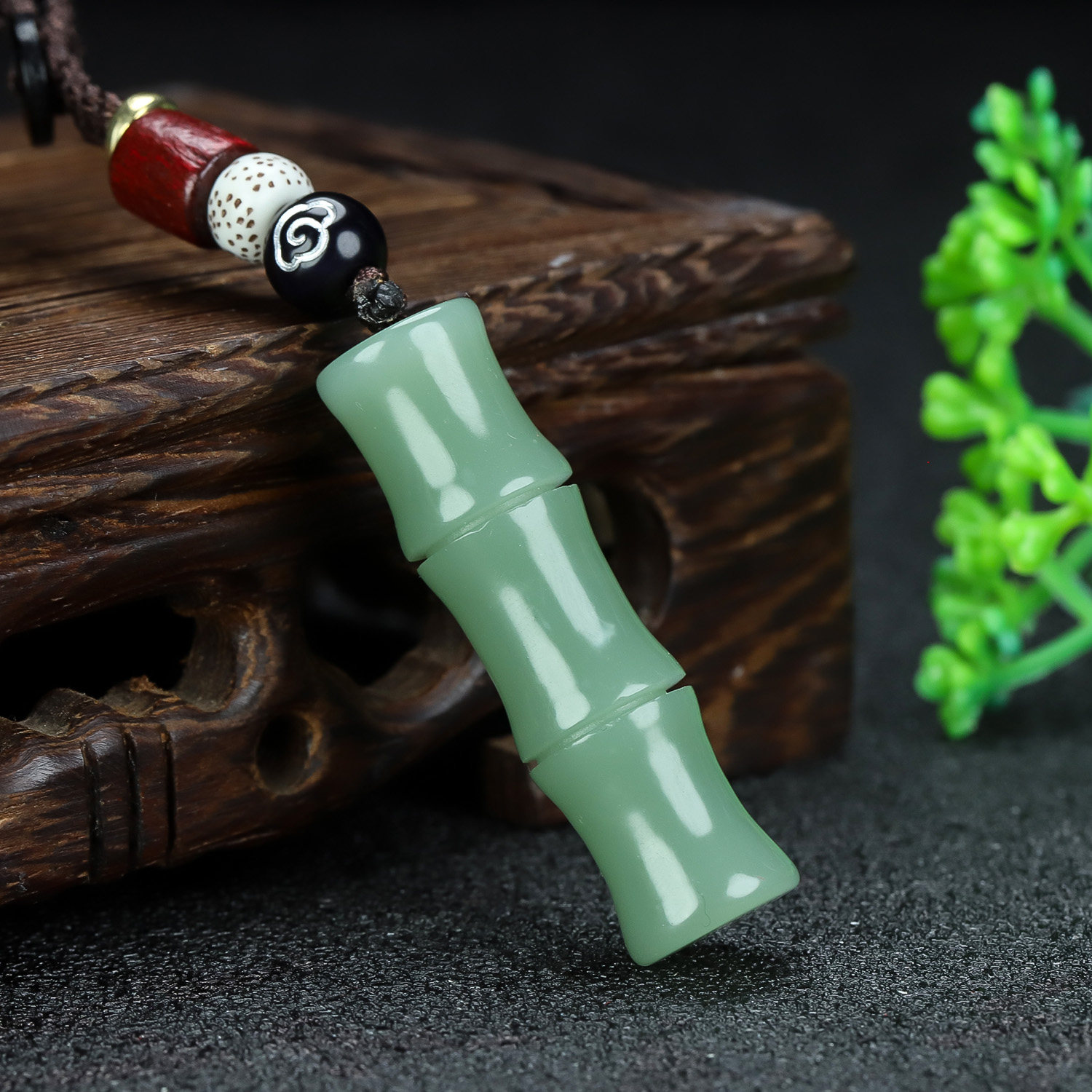 新疆和田玉竹子钥匙扣且末蓝竹节玉坠青白玉节节高竹报平安包挂件