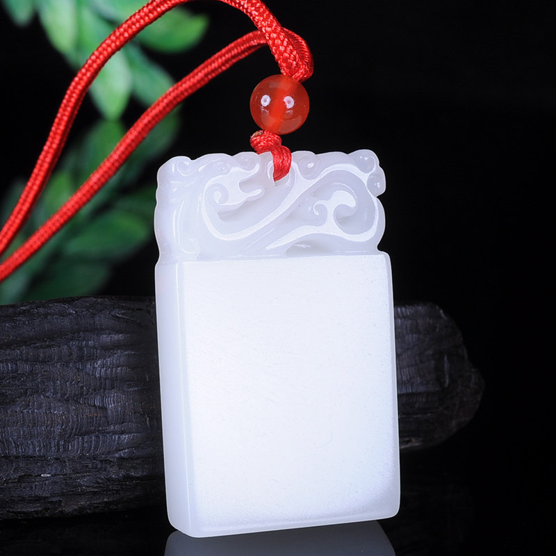 新疆和田玉羊脂玉平安牌吊坠男女小孩白玉平安无事牌玉佩挂件玉坠
