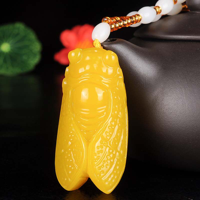 新疆玉玉蝉吊坠和田玉一鸣惊人知了玉蝉玉坠挂件黄龙玉蝉吊坠玉坠