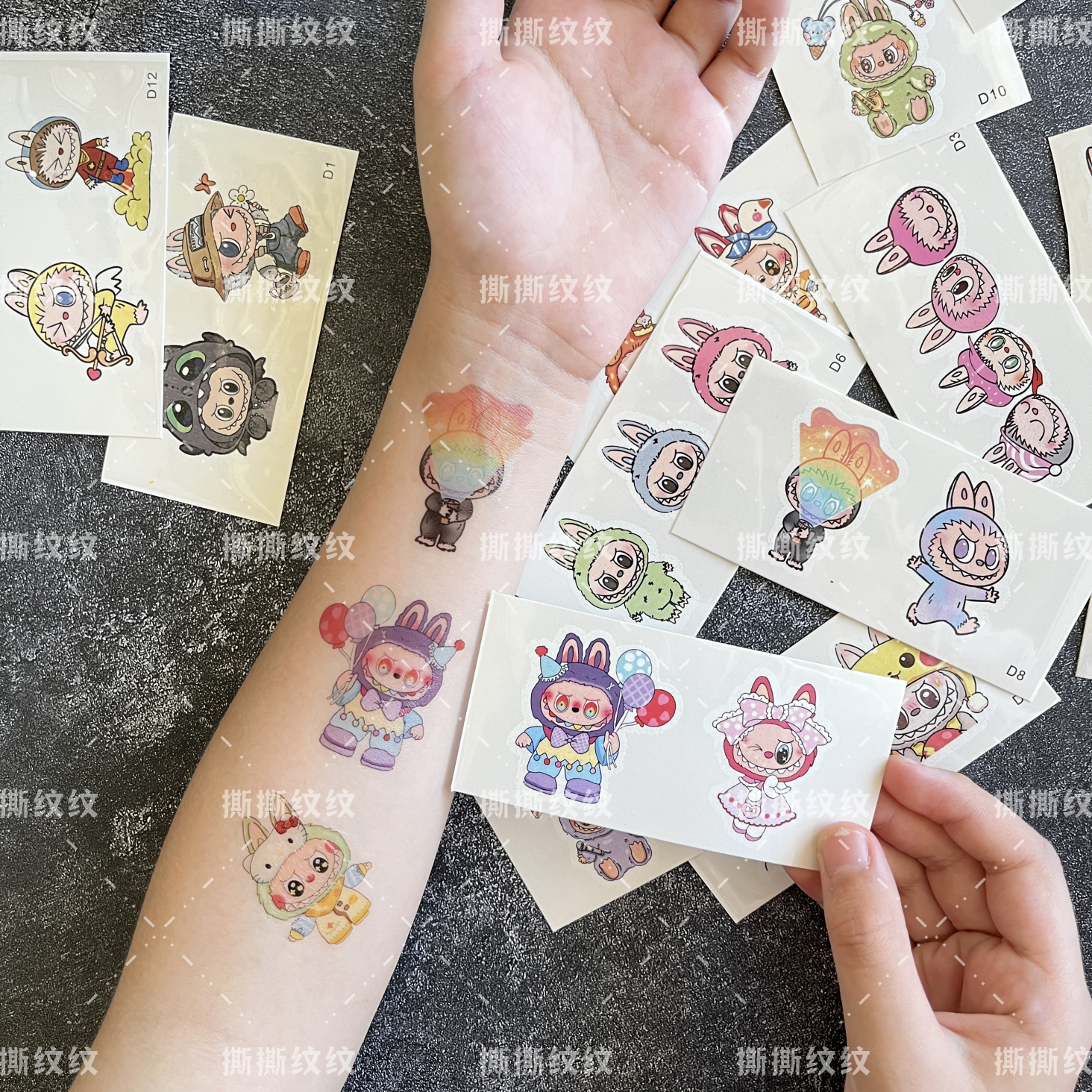 labubu彩色纹身贴萌趣可洗贴纸