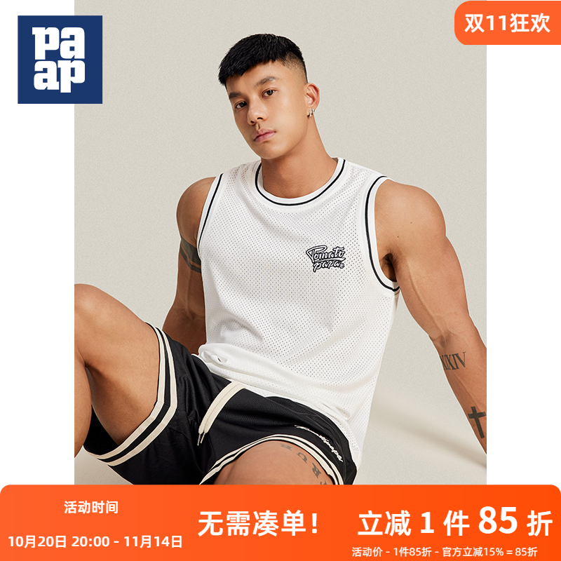 TOMATOPAPA运动2023夏季新款背心圆领男舒适基础运动篮球潮牌衣男