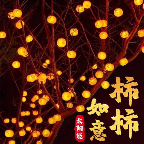 led过年彩灯太阳能柿子灯串