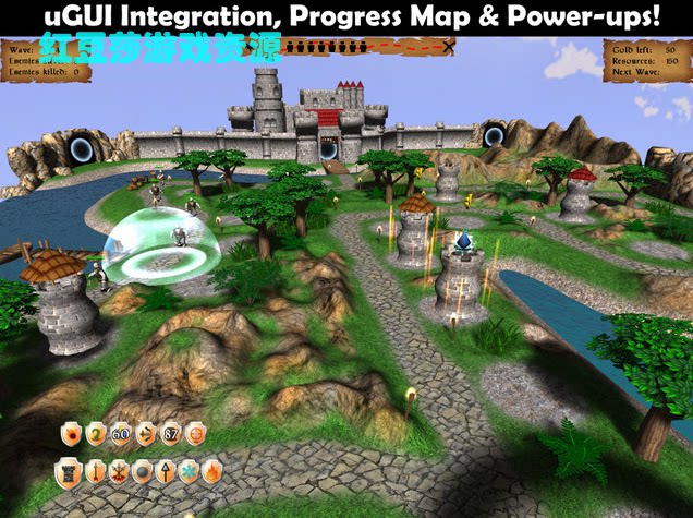 unity3d 游戏项目 3d tower defense kit 3d塔防游戏完整项目