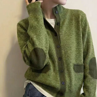 韩系穿搭高级感独特半高领毛线针织衫女秋冬内搭可单穿毛衣开衫YZ
