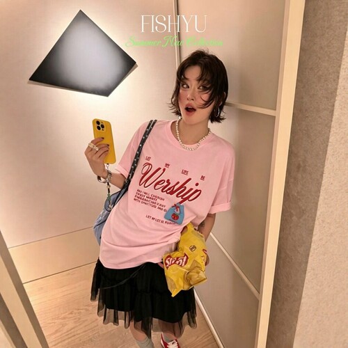十三行韩系甜酷风字母印花短袖t恤女2026新款夏季宽松显瘦上衣YU