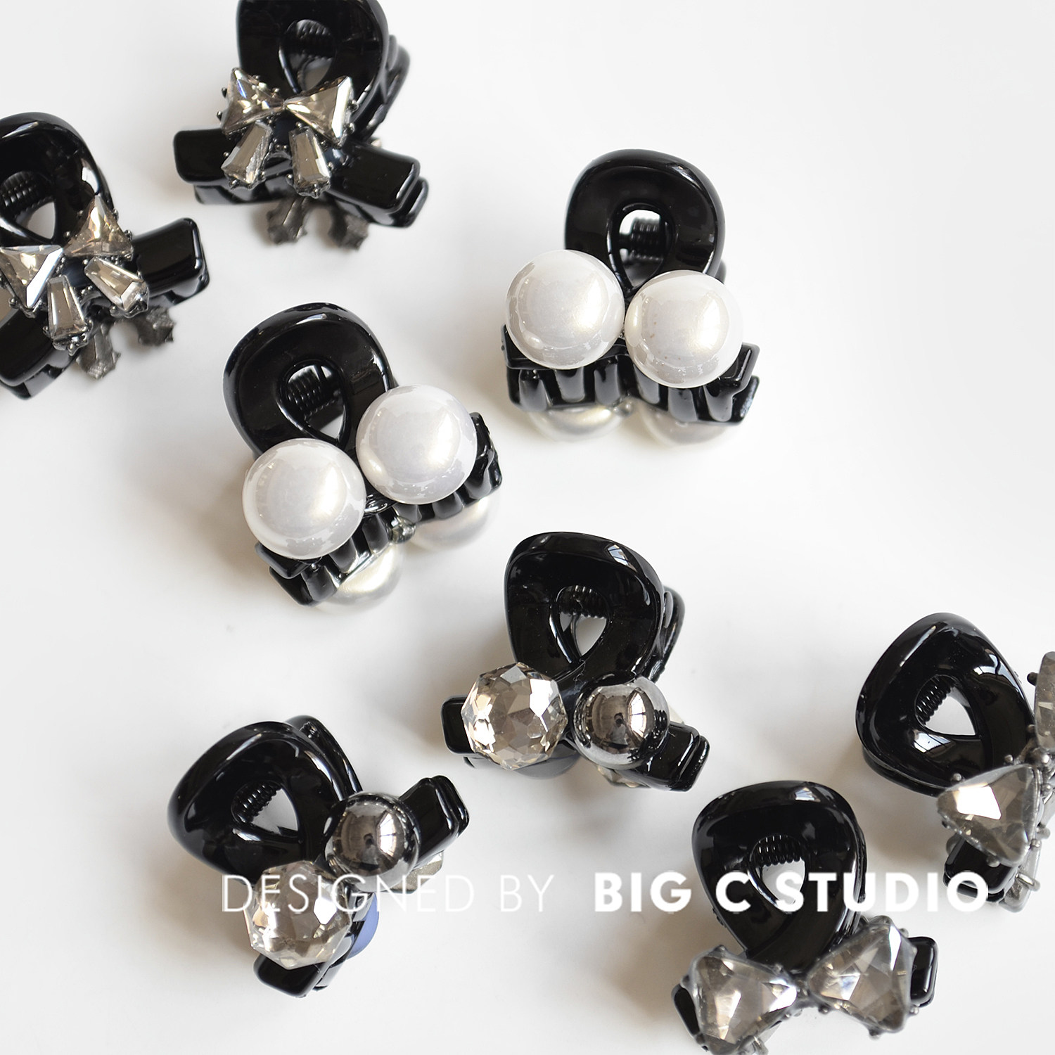 韩国甜美水钻珍珠小号抓夹公主夹