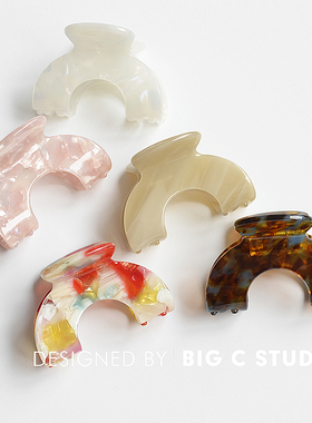 法式复古醋酸弧形抓夹高级感人鱼姬发抓半扎甜美少女盘发鲨鱼夹子