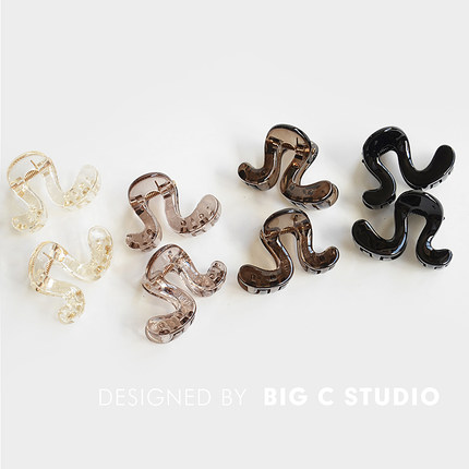 2个装~韩系简约几何小号抓夹高级感透灰半扎发鲨鱼夹发抓刘海夹子