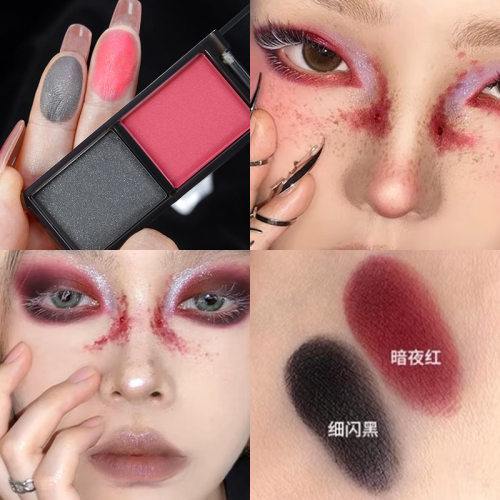 MGL暗夜玫瑰双色眼影盘暗黑烟熏cos妆珠光哑光爆闪欧美辣妹彩妆盘