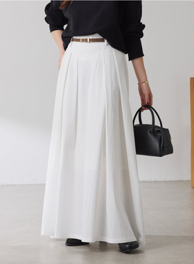 日单coll@ge纯原2025秋冬新品复古经典高腰宽松百褶半身裙