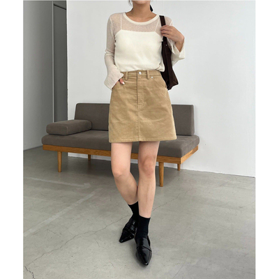 日单CAPR**X LE**GE纯原2025秋新品休闲百搭灯芯绒直筒半身裙短裙