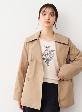 日单贵牌L@URA ASLH**纯原2025复古经典百搭翻领双排扣风衣短外套