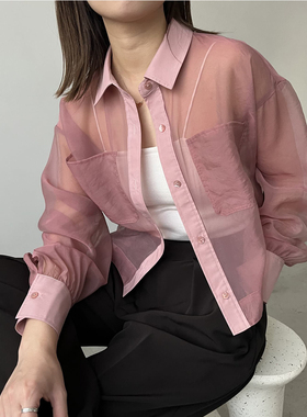 清%日单CAPR**X LE**GE纯原2025春夏新款气质休闲百搭半透衬衫