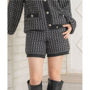 日单ems纯原2025秋新品 小香风甜美气质高腰直筒休闲针织短裤