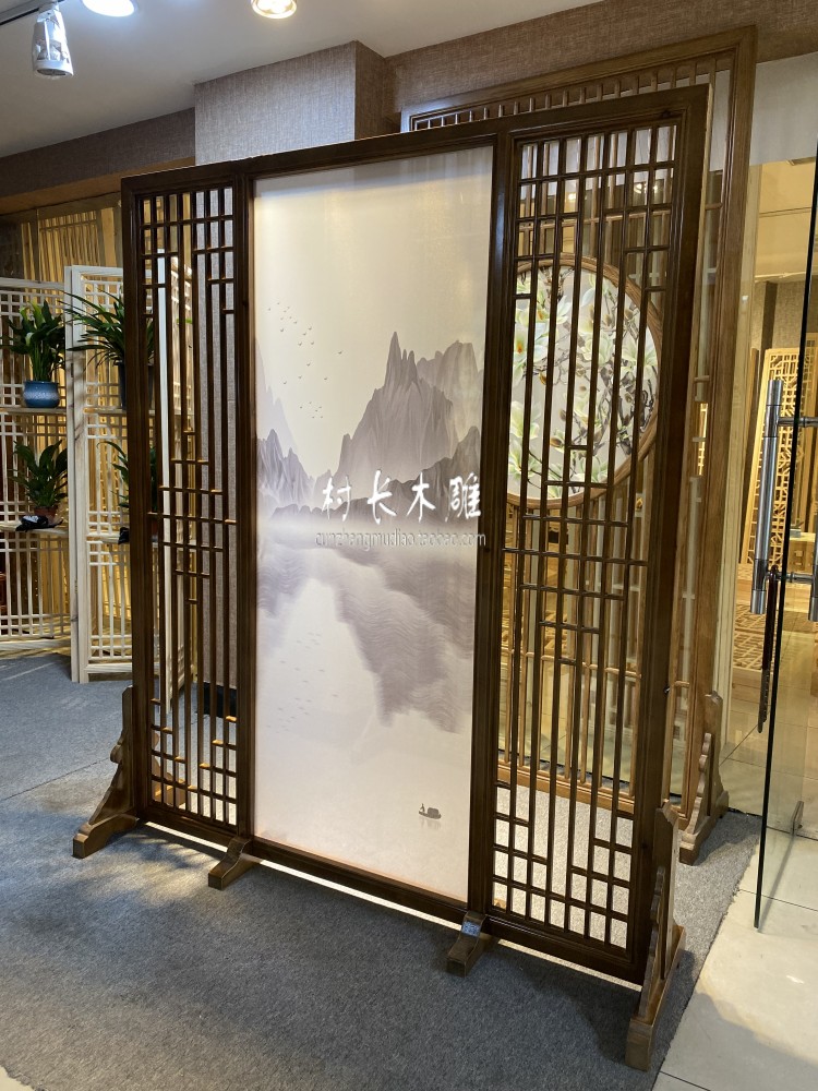 木雕隔断花格屏风新中式玄关遮断沙画背景实木现货可定做尺寸门窗