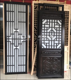 东阳木雕隔断实木榫卯花格门窗玄关遮挡灯罩吊顶电视背景墙木格栅