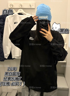 派姐inKorea北面白标26经典黑白休闲套头长袖卫衣男女NT7TS02