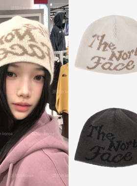 派姐inKorea北面白标26保暖潮流大logo针织毛线帽冷帽男女NE3BS52