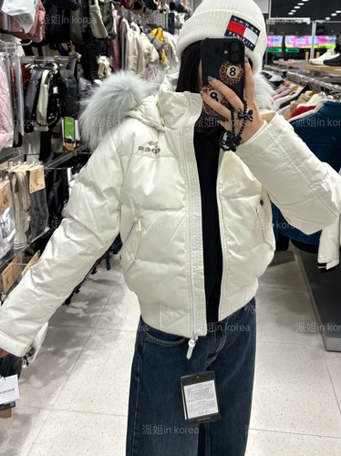 派姐inKorea EIDER张元英同款派克80%鹅绒浣熊毛羽绒服女DWW24552