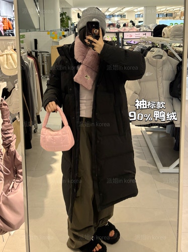 派姐in Korea北面白标25新经典90%鸭绒袖标长款羽绒服男女NC1DR50