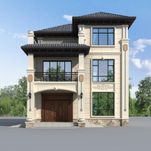 353两开间新农村自建房别墅设计图纸三层新中式 风格 全套施工图