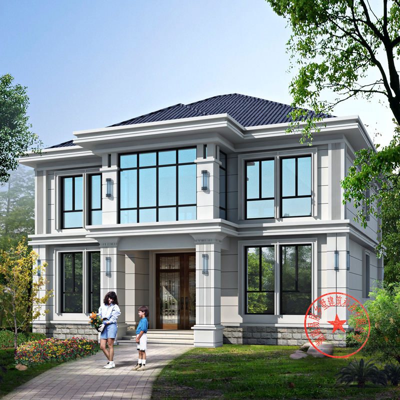 236新款现代风格别墅设计图纸二层新农村自建房简约经济型网红款