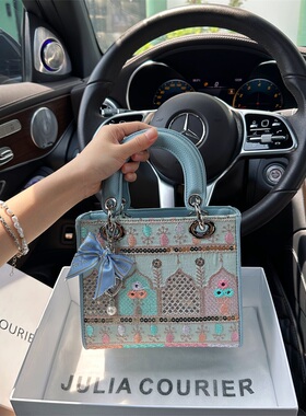 JULIACOURIER女包波西米亚刺绣戴妃包包女2025新款单肩斜挎小方包