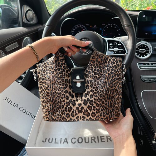 JULIA COURIER女包真皮豹纹水桶包包女2026新款潮单肩斜挎手提包
