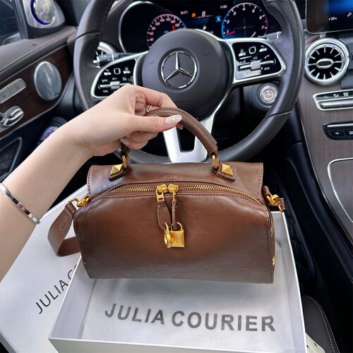 JULIACOURIER女包复古棕色波士顿包包女高级感单肩斜挎手提包通勤