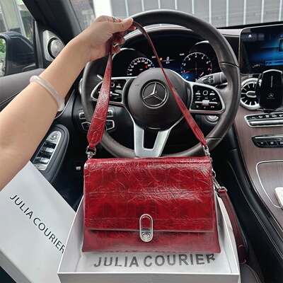 JULIA COURIER女包轻奢褶皱托特包包女2026新款大容量单肩斜挎包