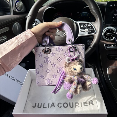 JULIA COURIER女包压纹紫色戴妃包包女2026新款潮单肩斜挎小方包