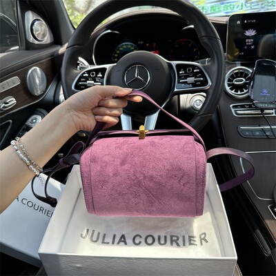 JULIACOURIER女包迷你巴西莓紫波士顿包包女麂皮绒单肩斜挎腋下包