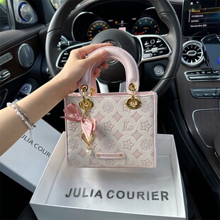 JULIA 单肩斜挎小方包 COURIER小众压纹高级感戴妃包包女2025新款