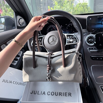 JULIACOURIER女包轻奢茶木褐波士顿包包女大容量腋下包单肩斜挎