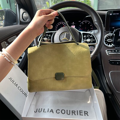 JULIA COURIER女包软皮撞色托特包包女2026新款大容量单肩斜挎包