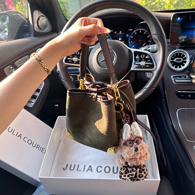 JULIA COURIER女包丝绒鳄鱼纹水桶包包女2026新款单肩斜挎手提包