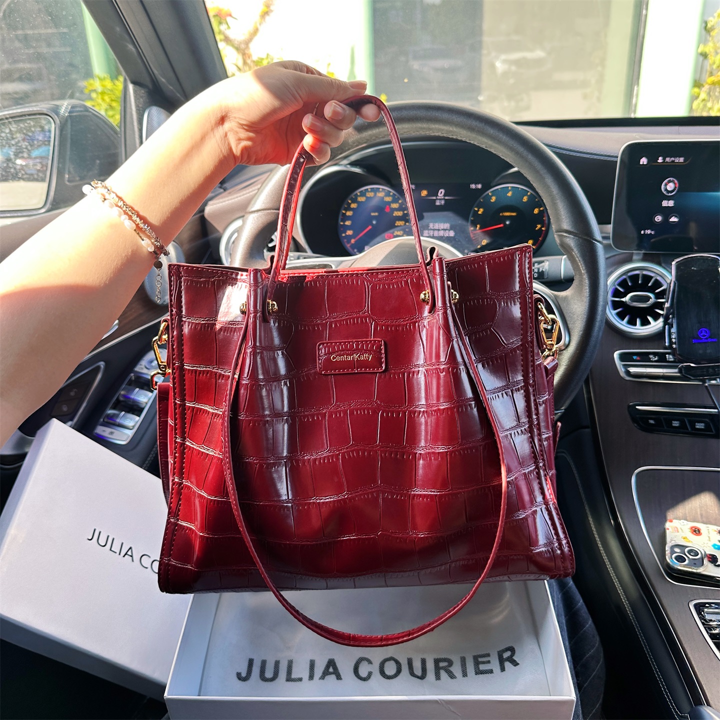 JULIA COURIER女包轻奢鳄鱼纹托特包包女2025新款潮婚包新娘备婚