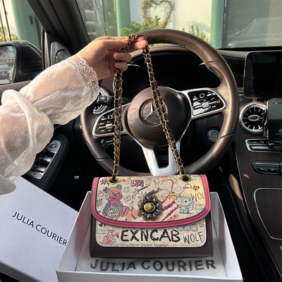 JULIA COURIER女包涂鸦链条腋下包包女2026新款潮单肩斜挎包通勤