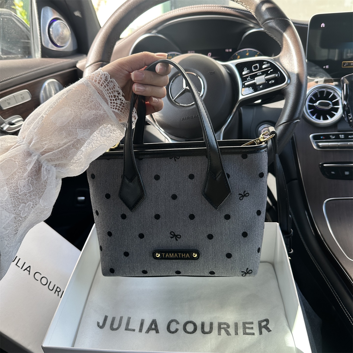 JULIA COURIER女包小众波点菜篮子包包女2025新款百搭单肩斜挎包