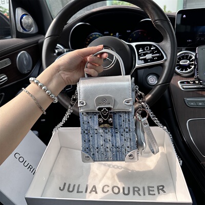JULIA COURIER女包牛仔镶钻手机包包女2026新款大容量单肩链条包