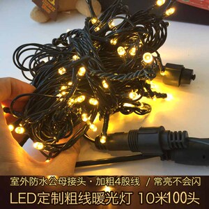 绿线串灯led彩灯黑线防水圣诞树装饰灯婚庆节日挂灯户外灯串10米