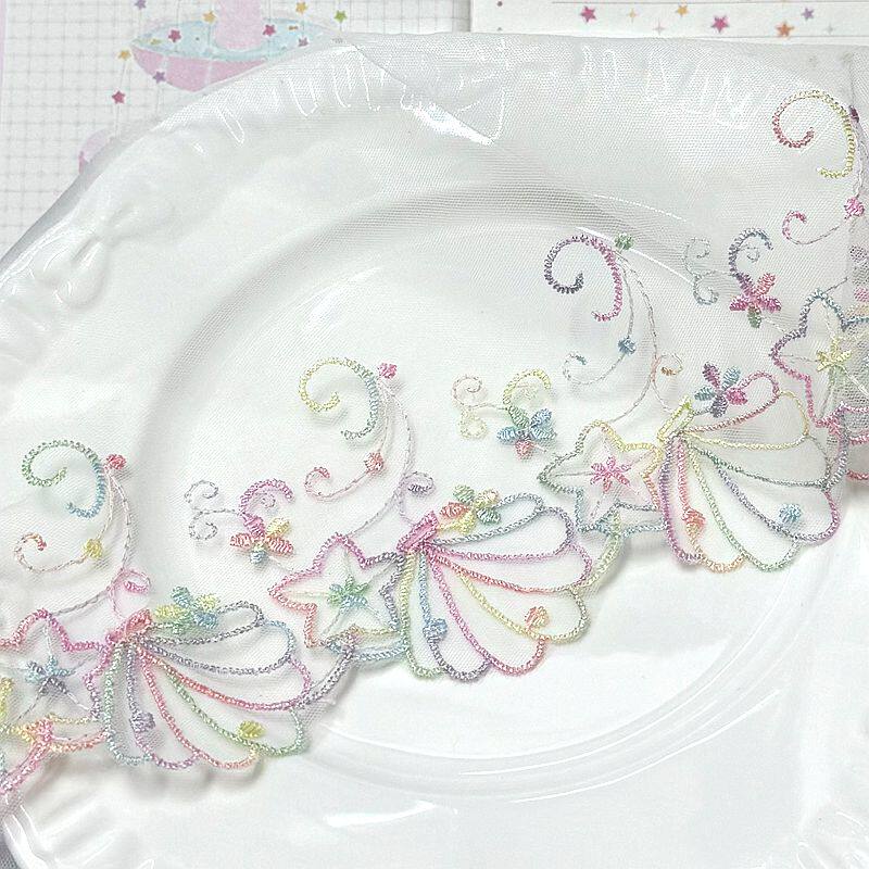 三色彩色贝壳水溶手账拼布服饰辅料diy裙子lolita蕾丝花边娃娃领