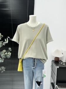 舒适百搭洋气圆领双面天丝短袖T恤女夏季休闲显瘦打底柔软上衣潮