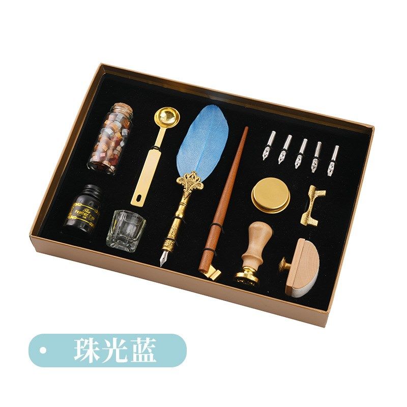 学生英文书法笔套装复古羽毛笔创意开学季蘸水笔印章美术绘画钢笔,文具电教/文化用品/商务用品,其它功能笔,淘宝优惠券,粉丝福利购,淘宝优惠卷