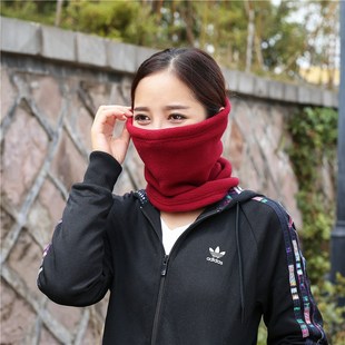 抓绒保暖围脖抽绳双层反光条滑雪户外骑行多功能防寒脖套